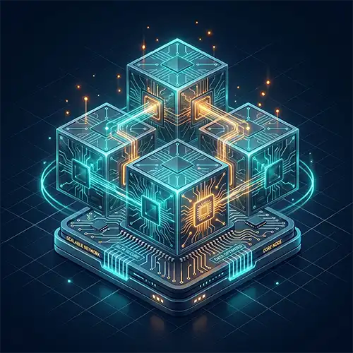 Icono de nodos conectados para plan de mantenimiento escala.