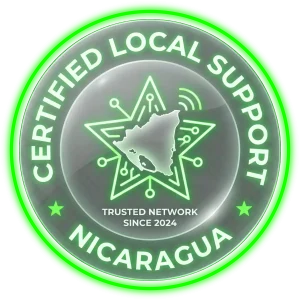 Sello de soporte local certificado de ALFA Technologies en Nicaragua para servicios de infraestructura y virtualización.
